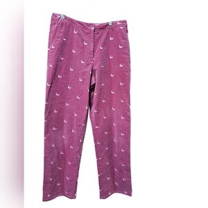Duck Head Women’s Pants Size 8 • Burgundy Corduroy • Embroidered Ducks  Straight